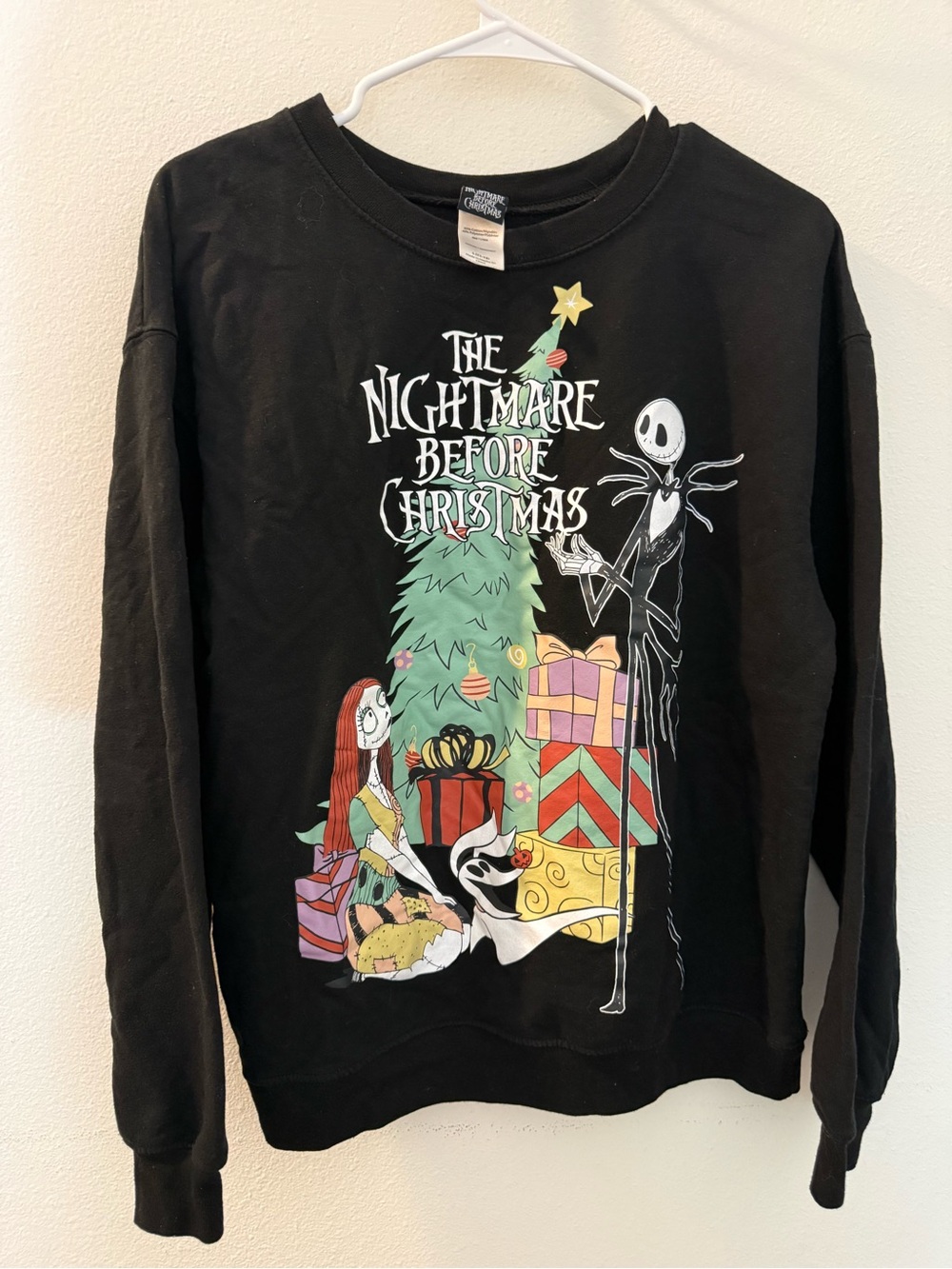 Disney The Nightmare Before Christmas Jack Sally Black Sweatshirt Size Large